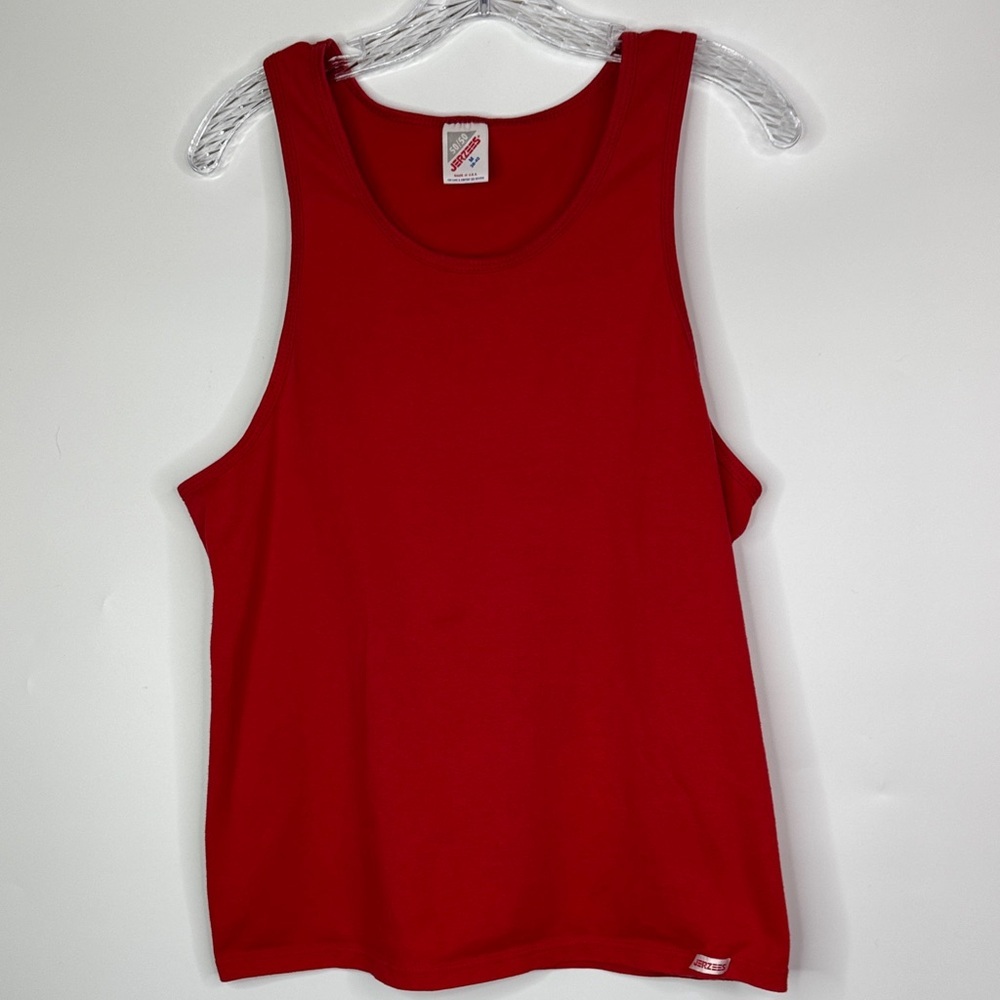 Vintage Jerzees Red Cotton Tank Top Size Medium